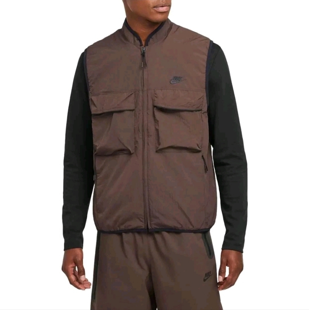 New Nike Men's Tech Woven Track Vest Sleeveless Brown Men's Medium